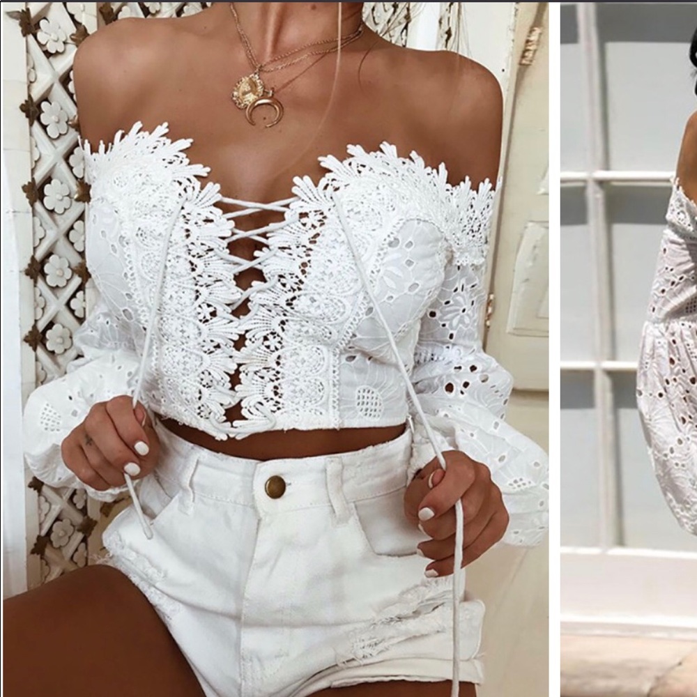 Lace puff sleeve top - Picture 4 of 5